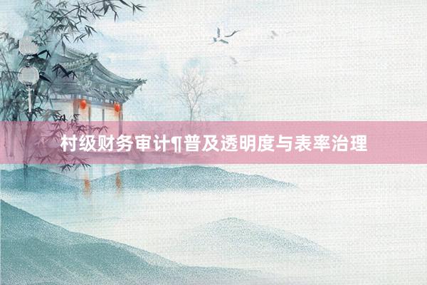 村级财务审计¶普及透明度与表率治理
